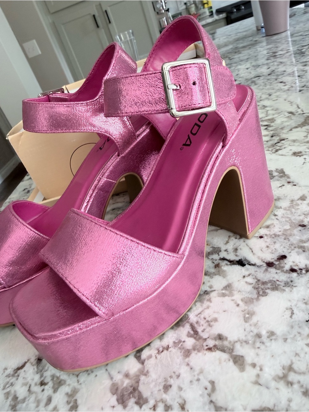 Soda Metallic Hot Pink Platform Ankle-Strap Sandals - Picture 5 of 9